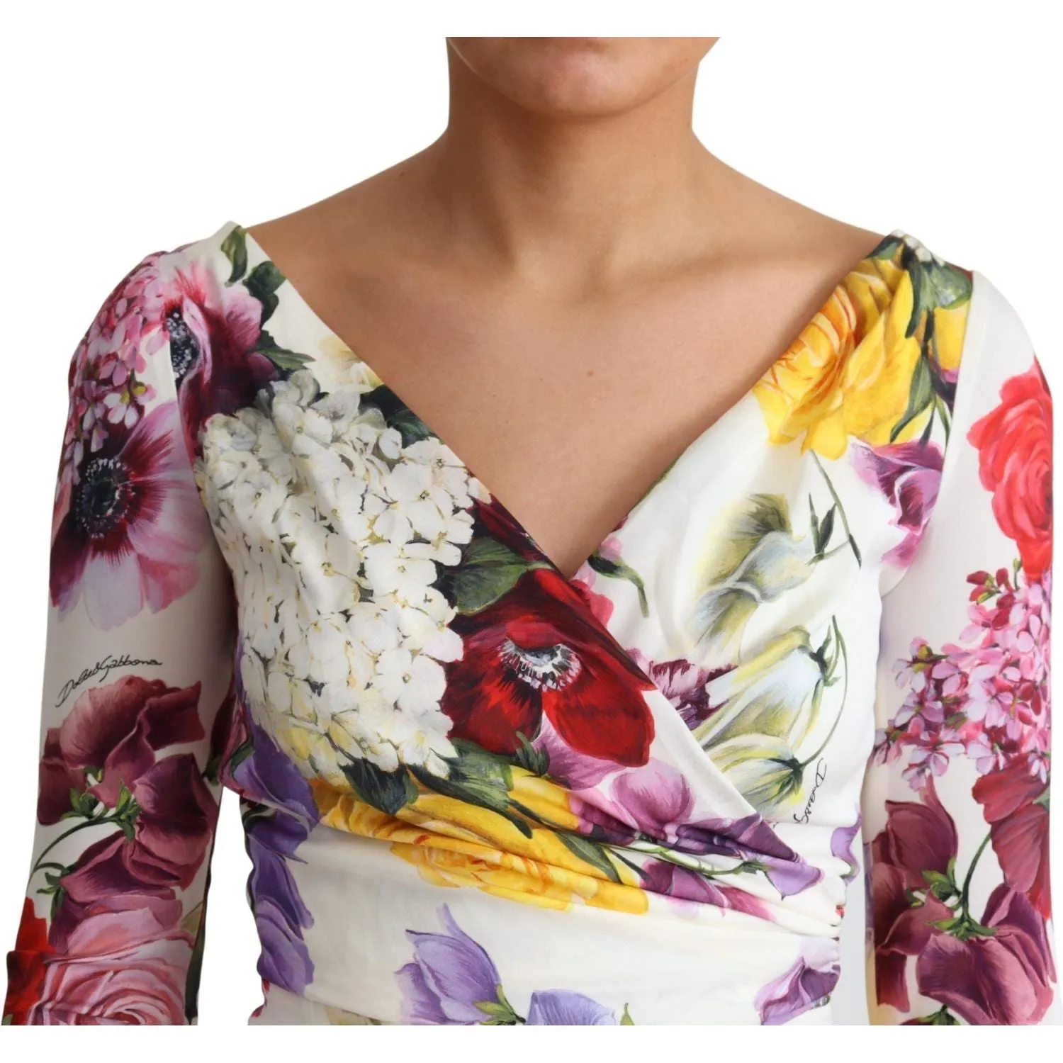 Dolce & Gabbana Elegant Floral Sheath Silk Dress