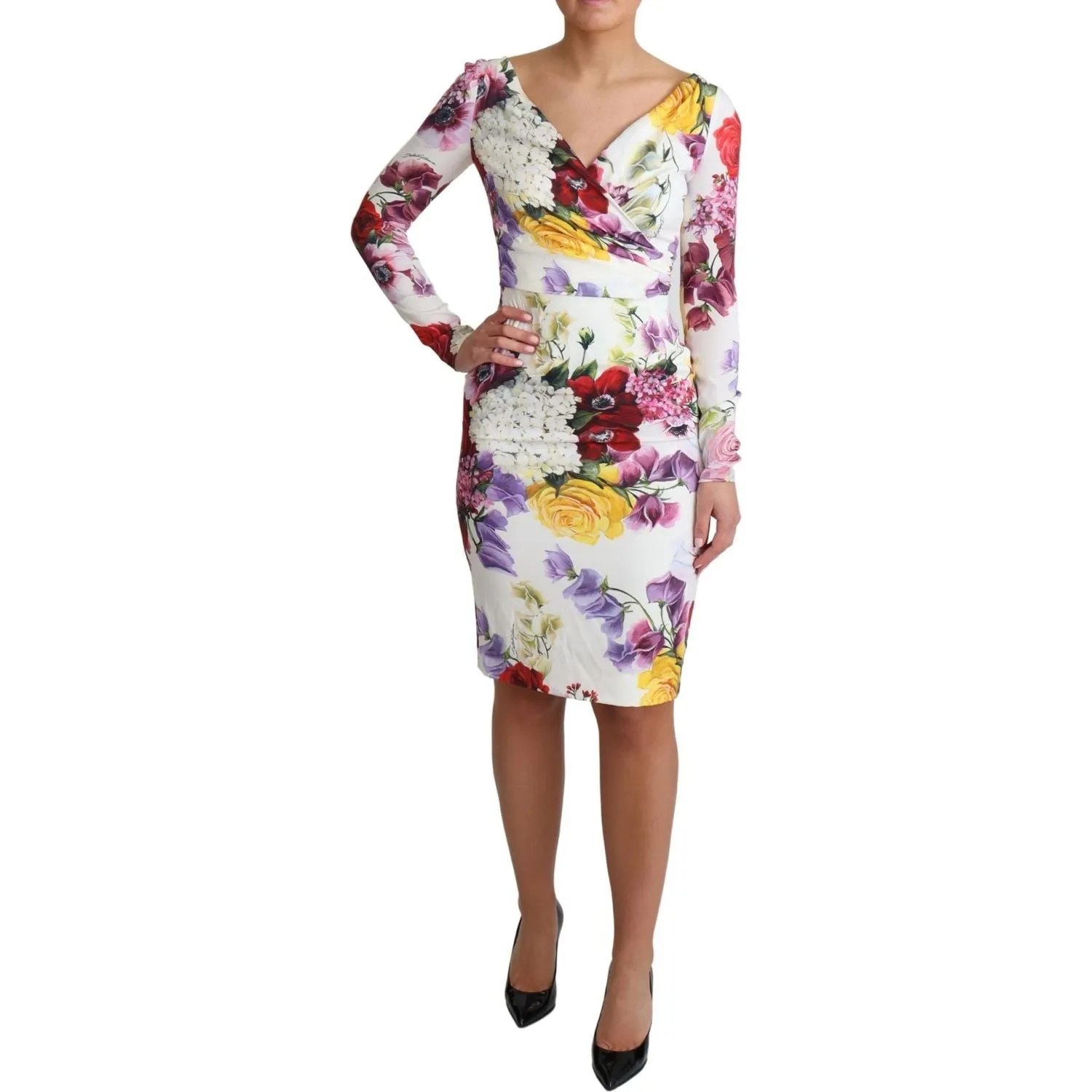 Dolce & Gabbana Elegant Floral Sheath Silk Dress