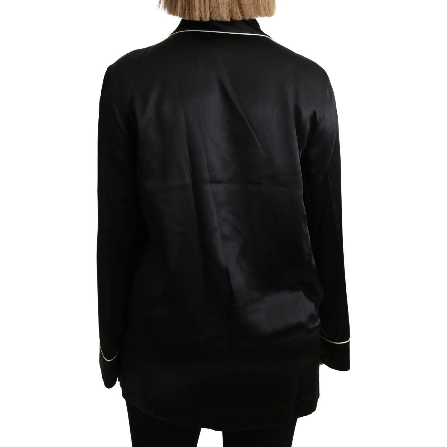 Dolce & Gabbana Elegant Silk Black Button-Up Blouse