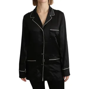 Dolce & Gabbana Elegant Silk Black Button-Up Blouse