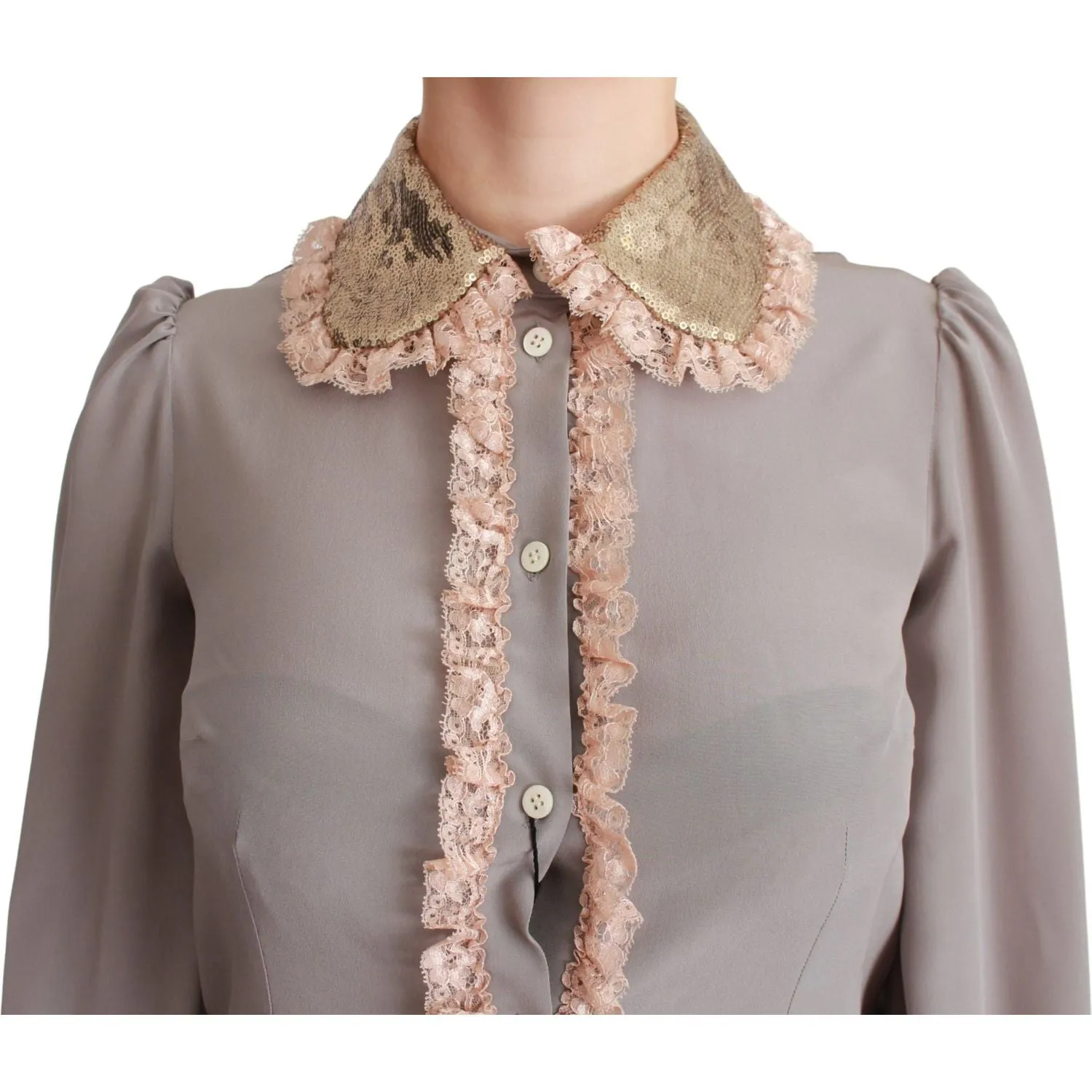 Dolce & Gabbana Elegant Silk Blend Sequin Collar Shirt