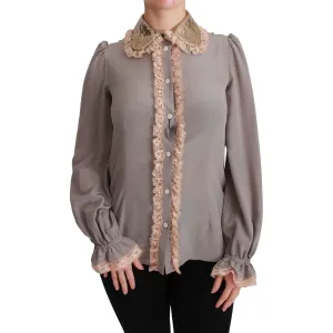 Dolce & Gabbana Elegant Silk Blend Sequin Collar Shirt