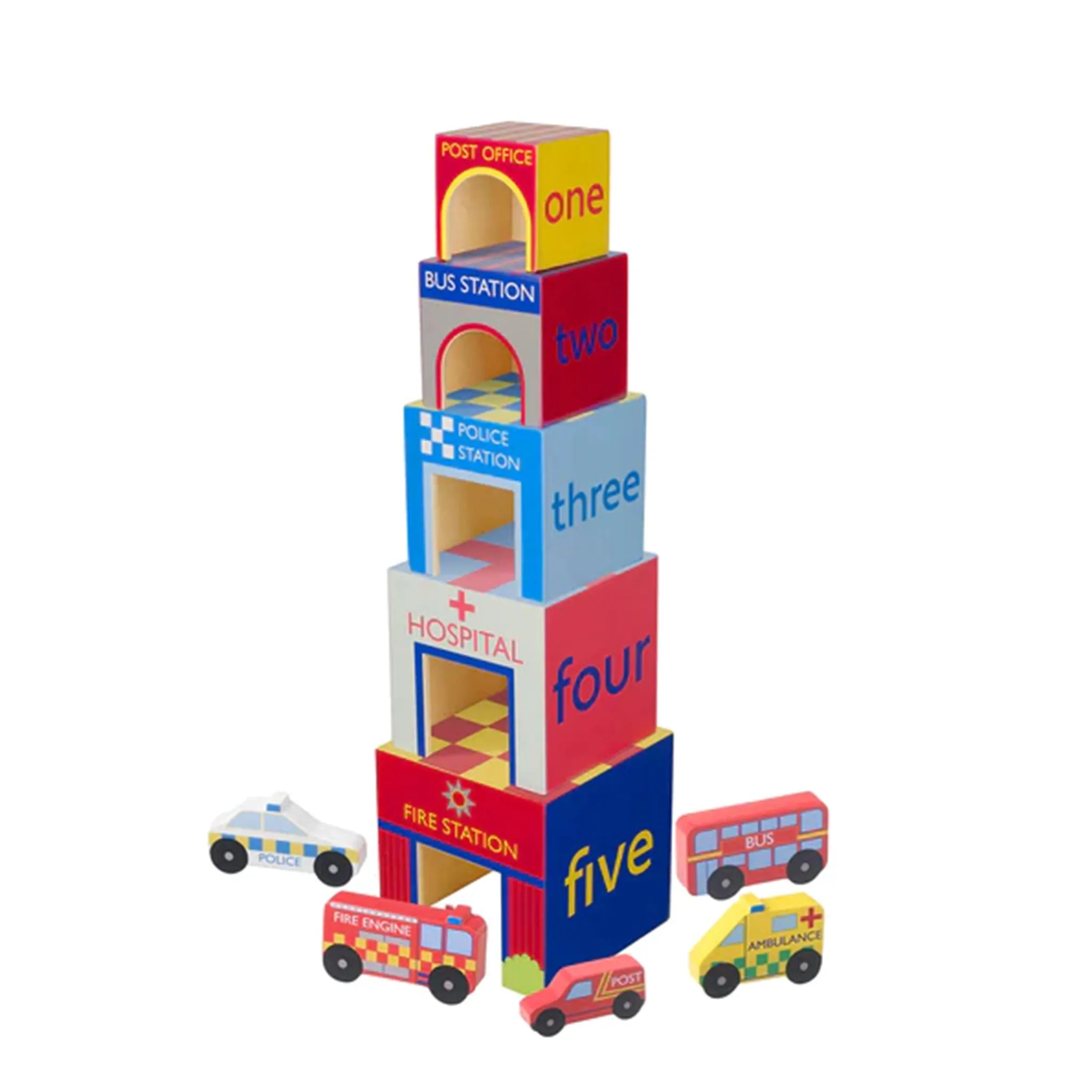 Emergency Services Wooden Stacking Cubes