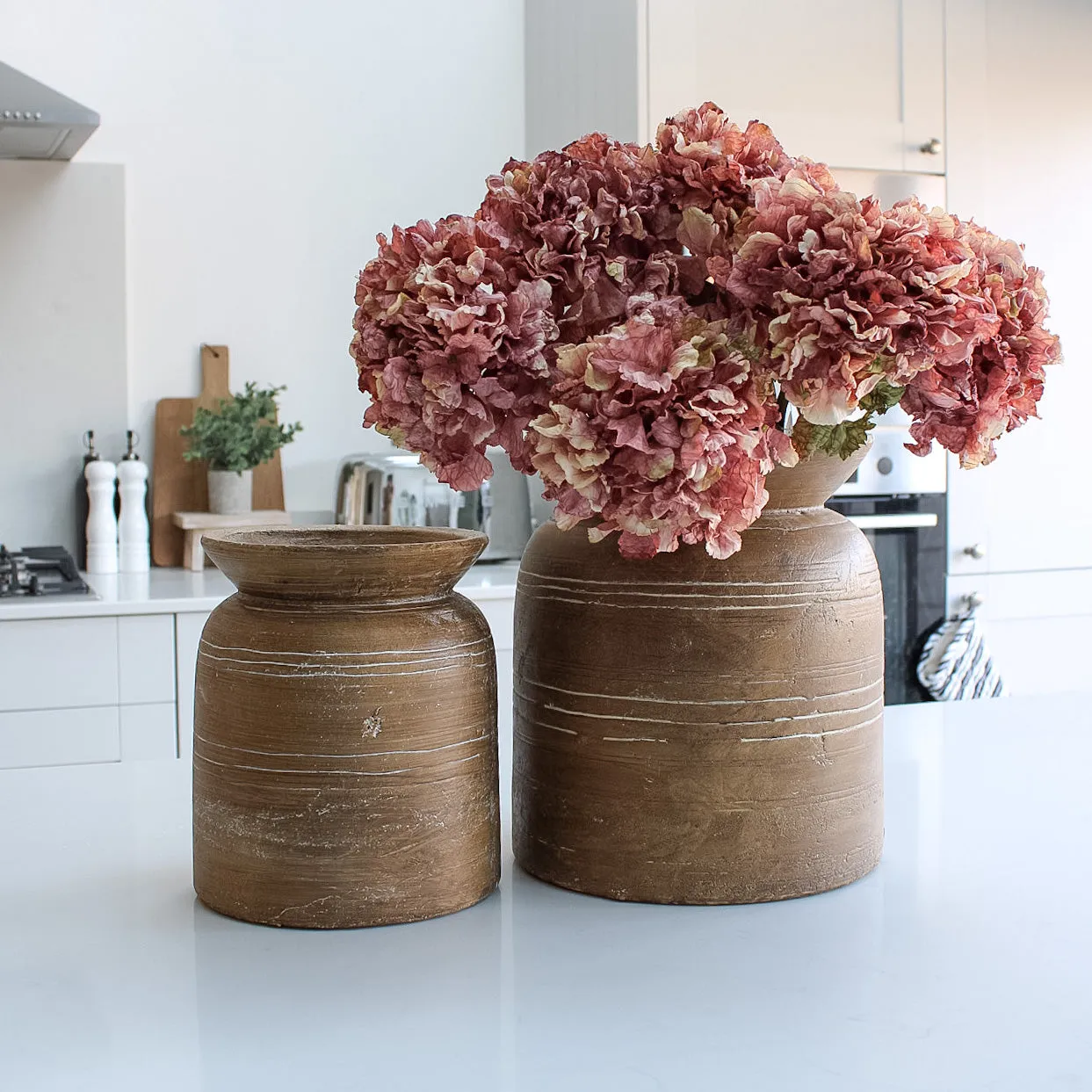 Faux Dusky Pink Dried Ruffle Hydrangea