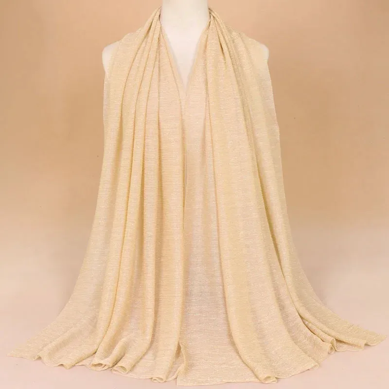 Glitter women gold silk solid color hijab shawls