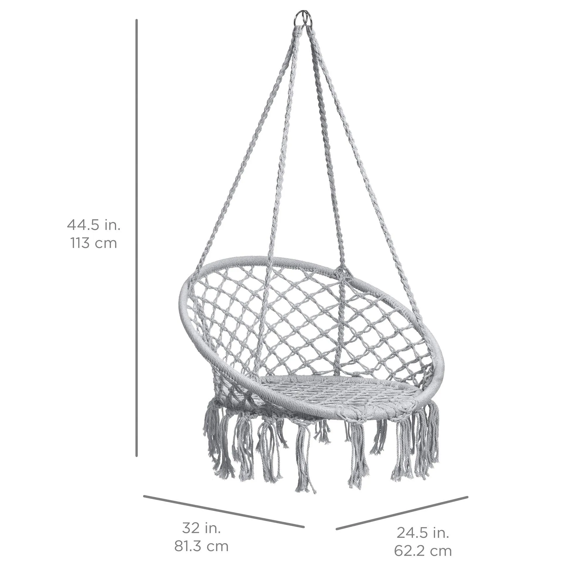 Hanging Cotton Macrame Rope Hammock Lounge Swing - Best Choice Products