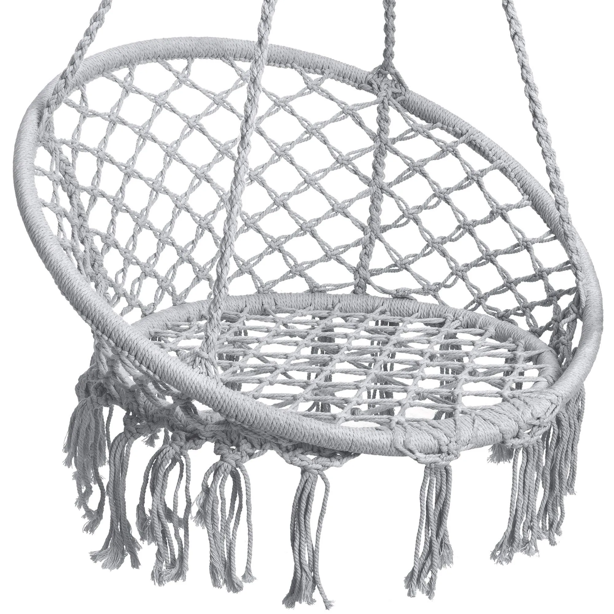 Hanging Cotton Macrame Rope Hammock Lounge Swing - Best Choice Products