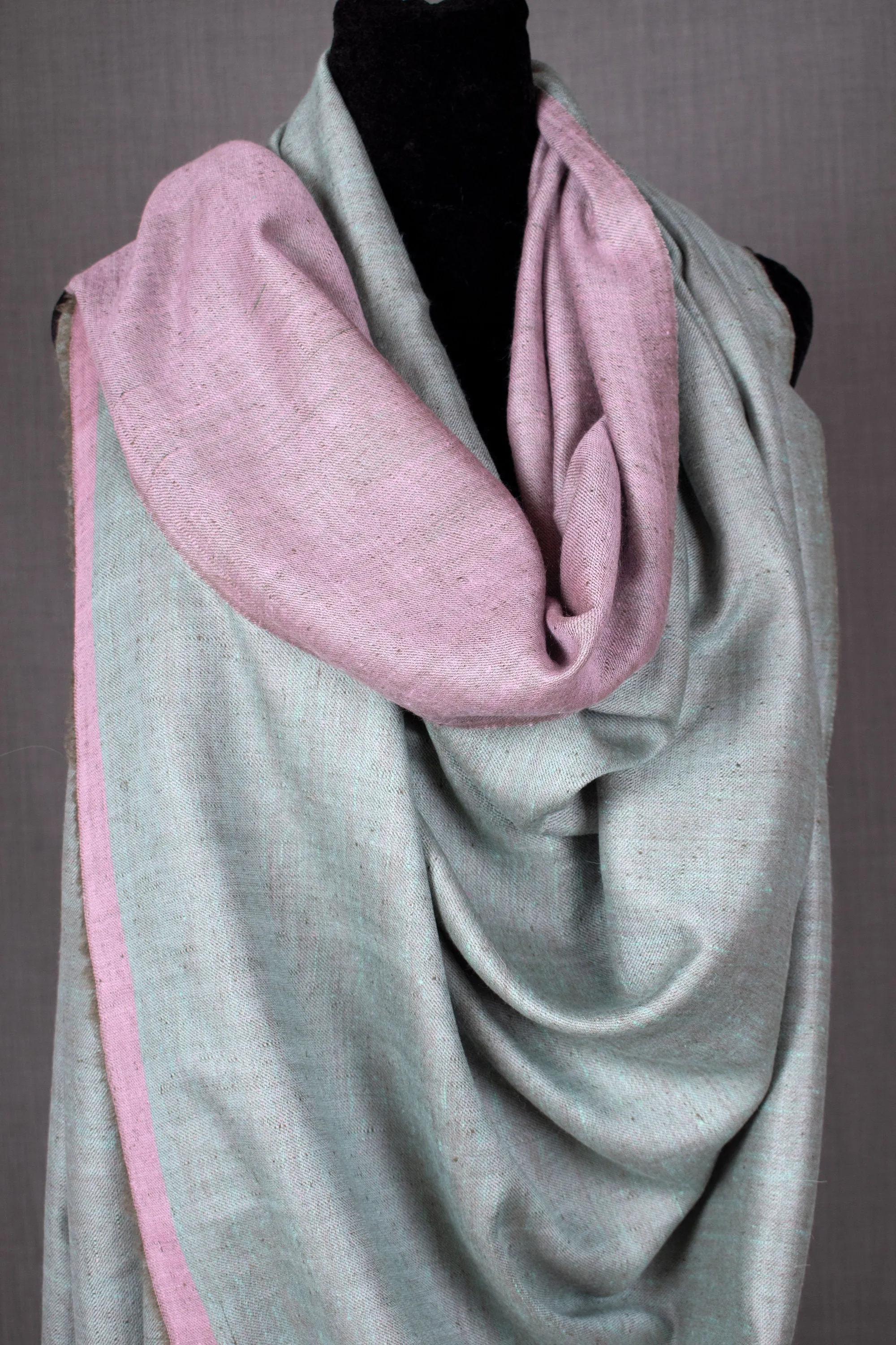 Ifrah Reversible Pashmina Wrap, Handwoven Cashmere 2 sided Shawl, Made in Kashmir, 40x80"