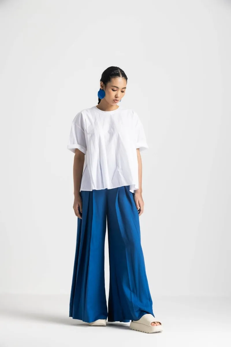 Inverted Box Pleat Bottom - Electric Blue