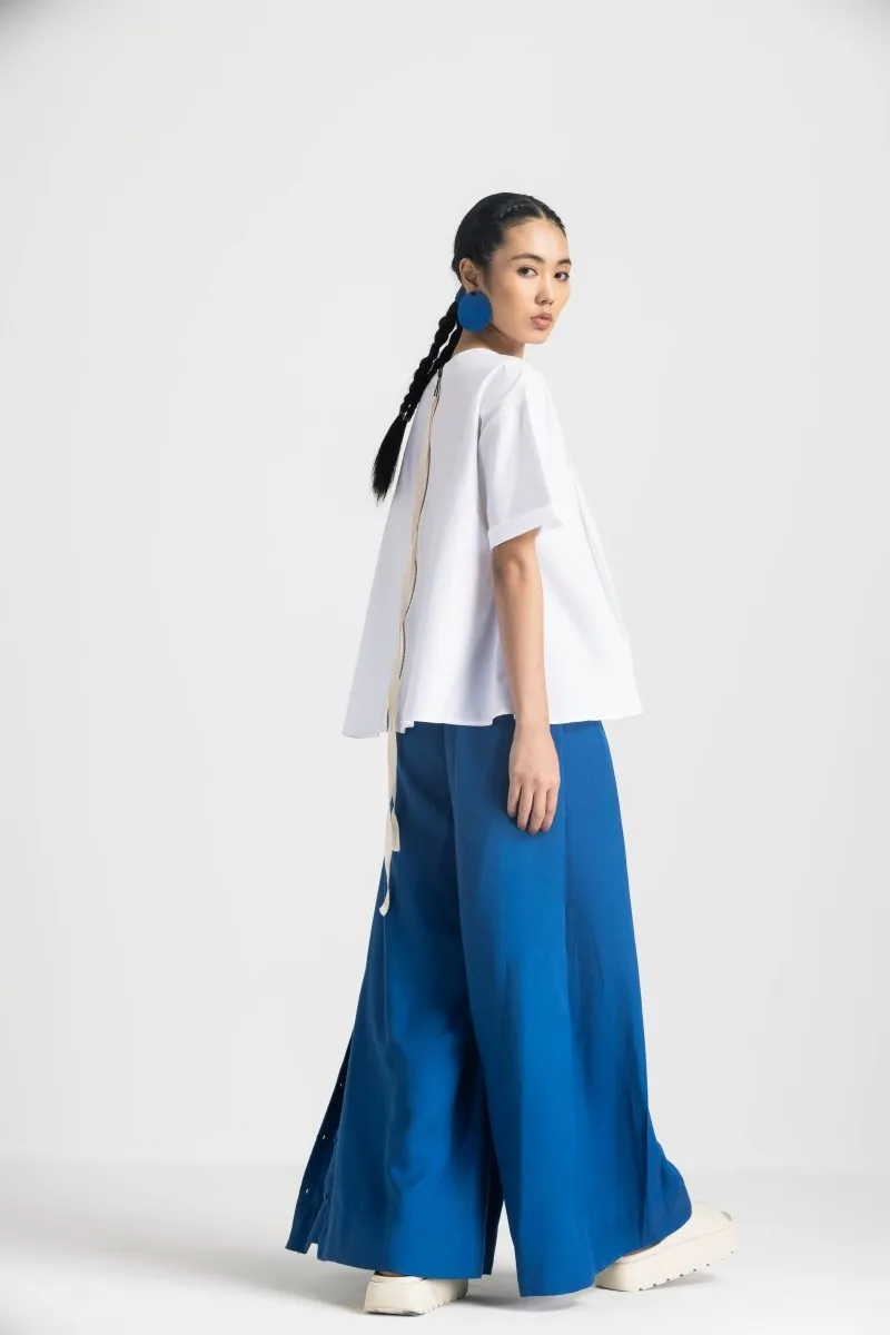 Inverted Box Pleat Bottom - Electric Blue