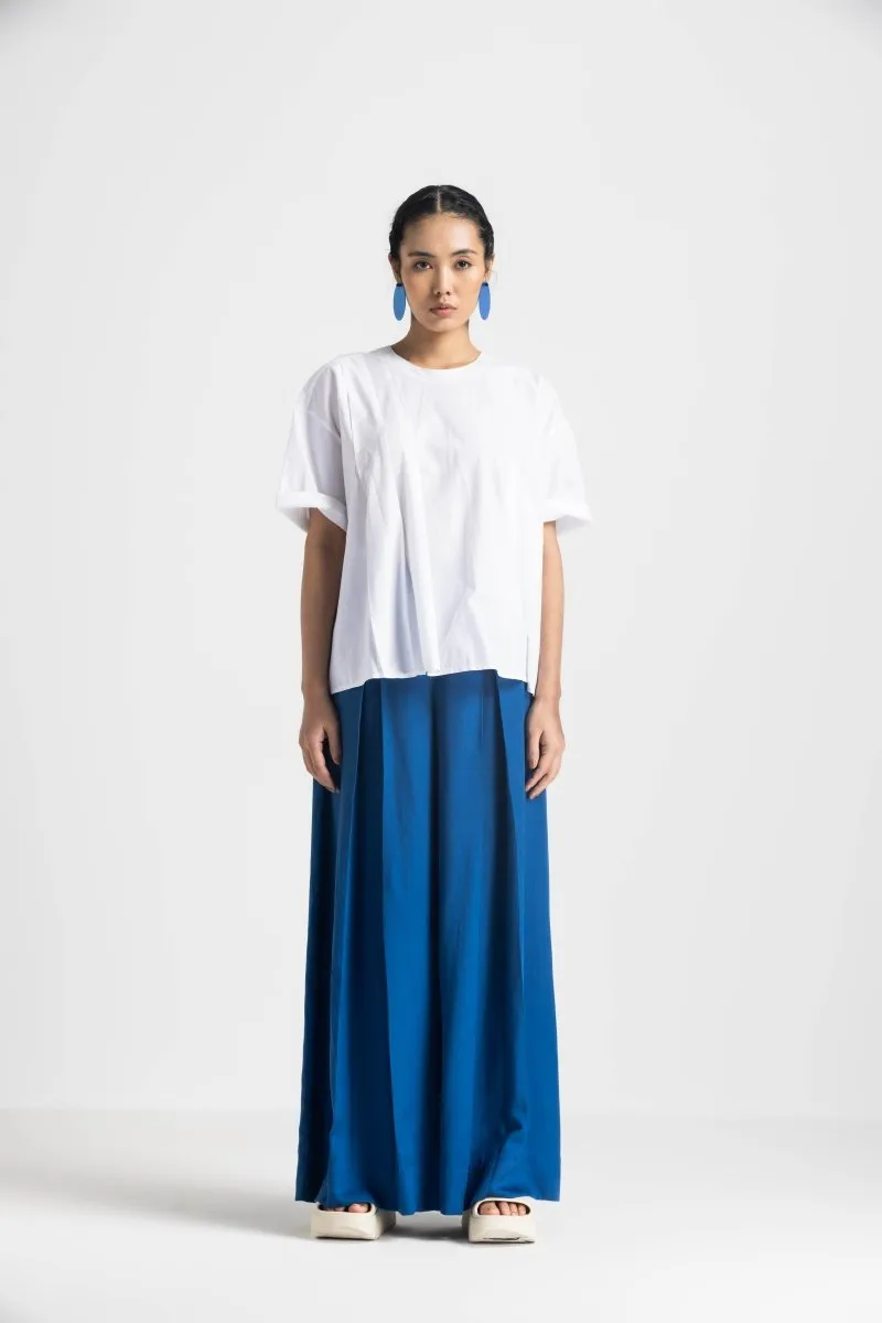 Inverted Box Pleat Bottom - Electric Blue