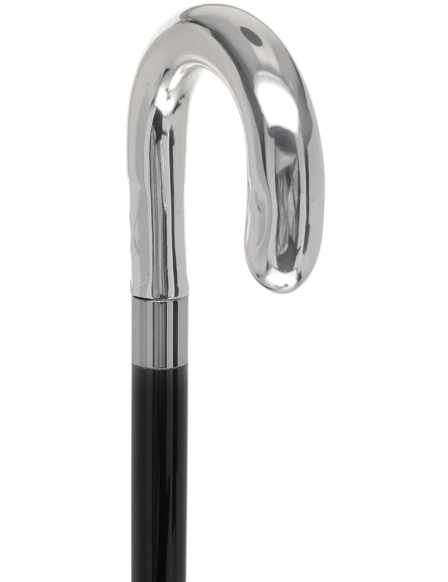 Italian Luxury Silver U Curve Handle Walking Stick Elegant Design