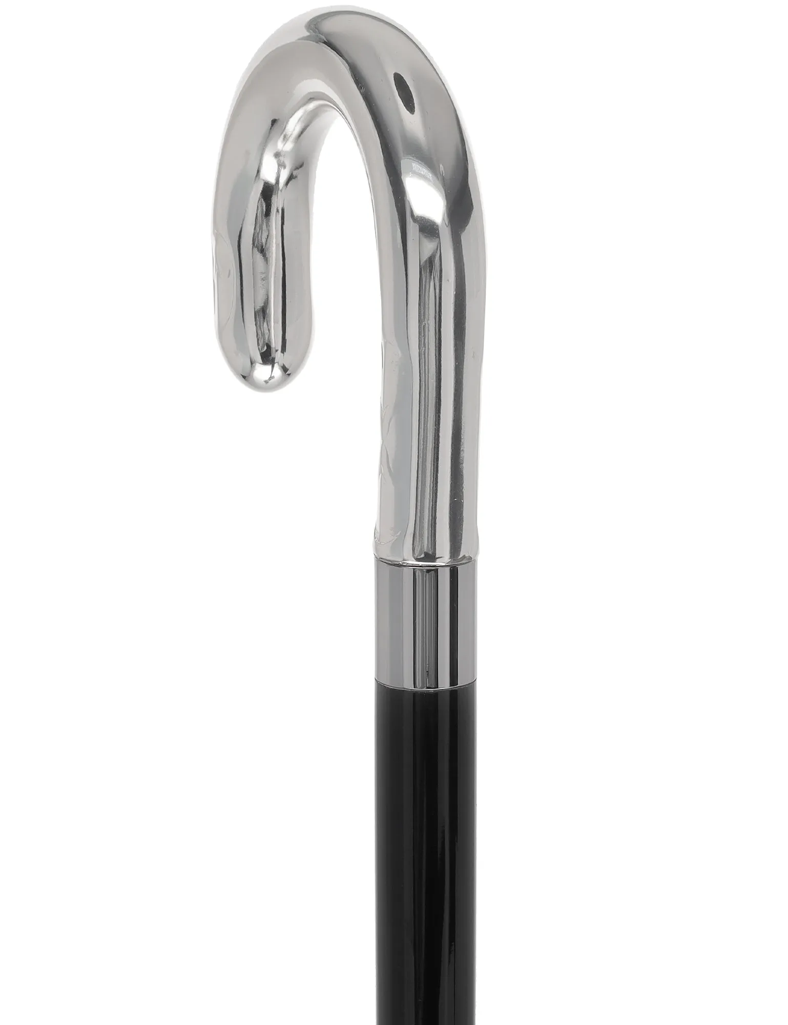 Italian Luxury Silver U Curve Handle Walking Stick Elegant Design