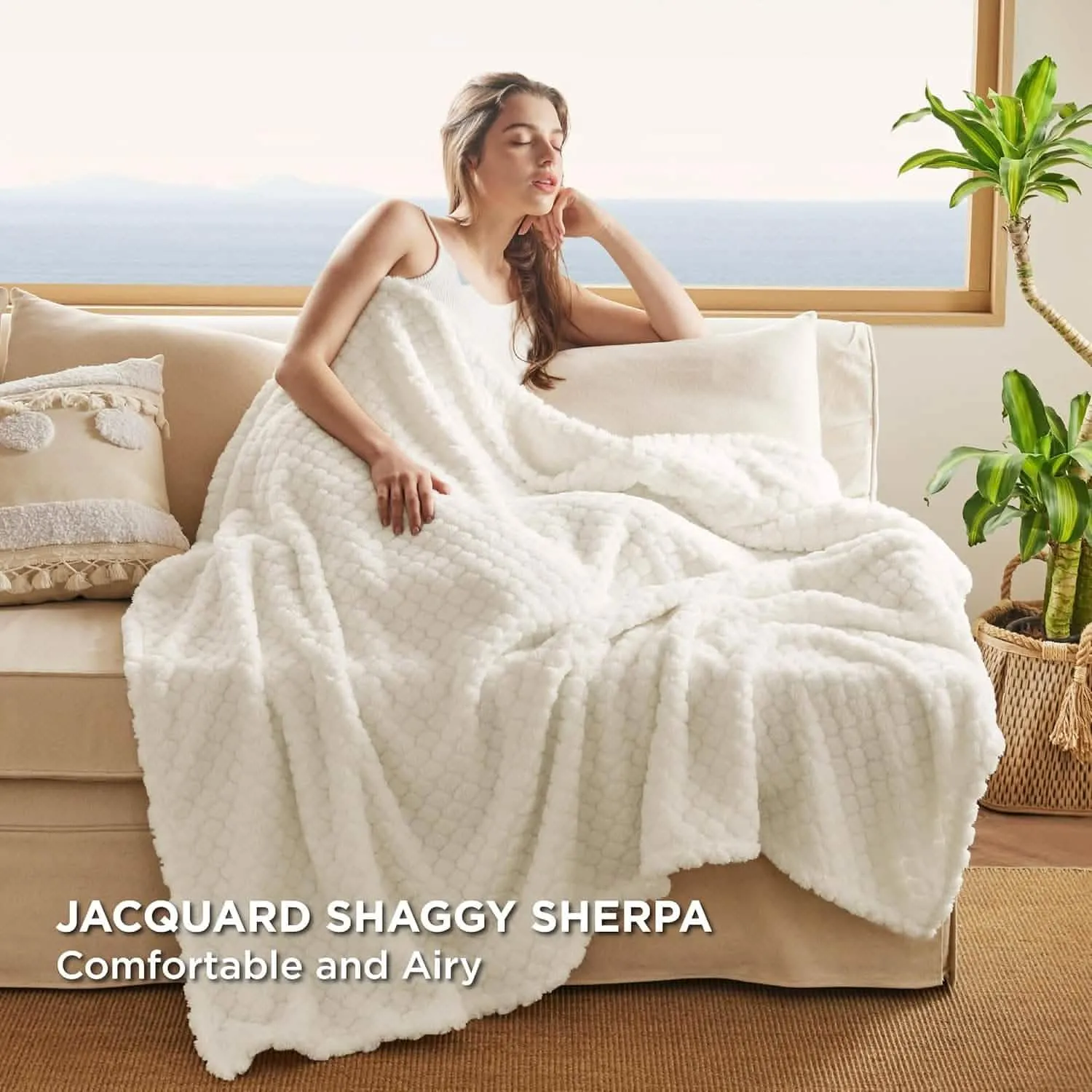 Jacquard Shaggy Sherpa Fleece Blanket