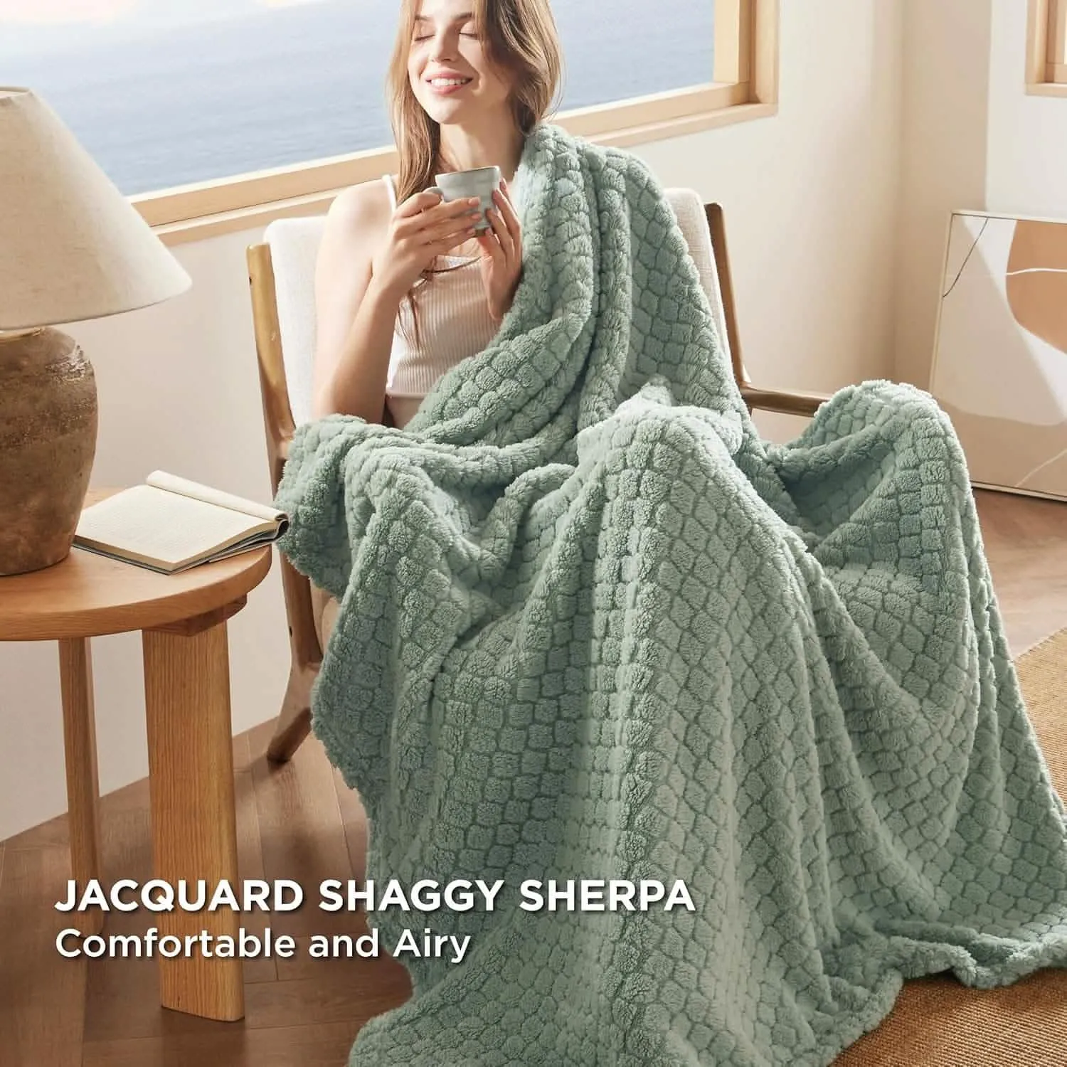 Jacquard Shaggy Sherpa Fleece Blanket