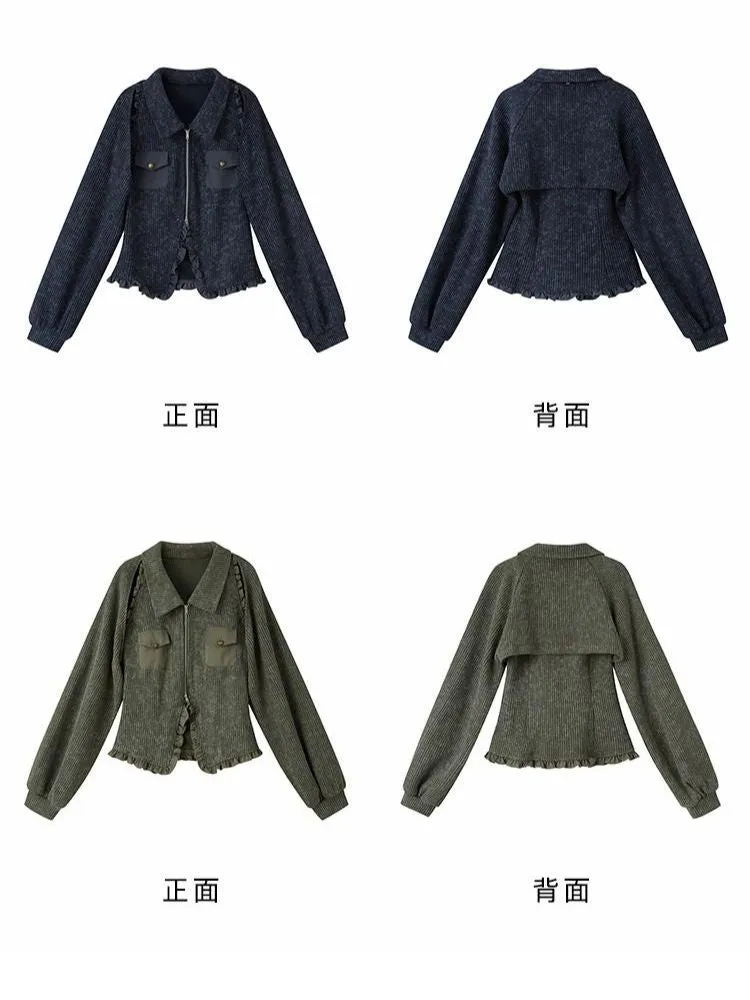 Knitted shirt and shawl suit 【s0000003278】