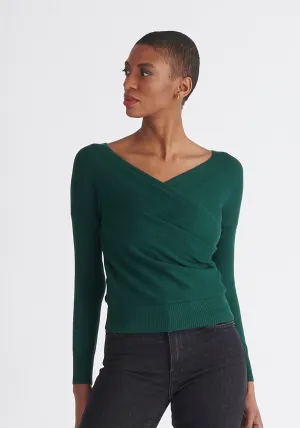 Knitted Wrap Top with Long Sleeves