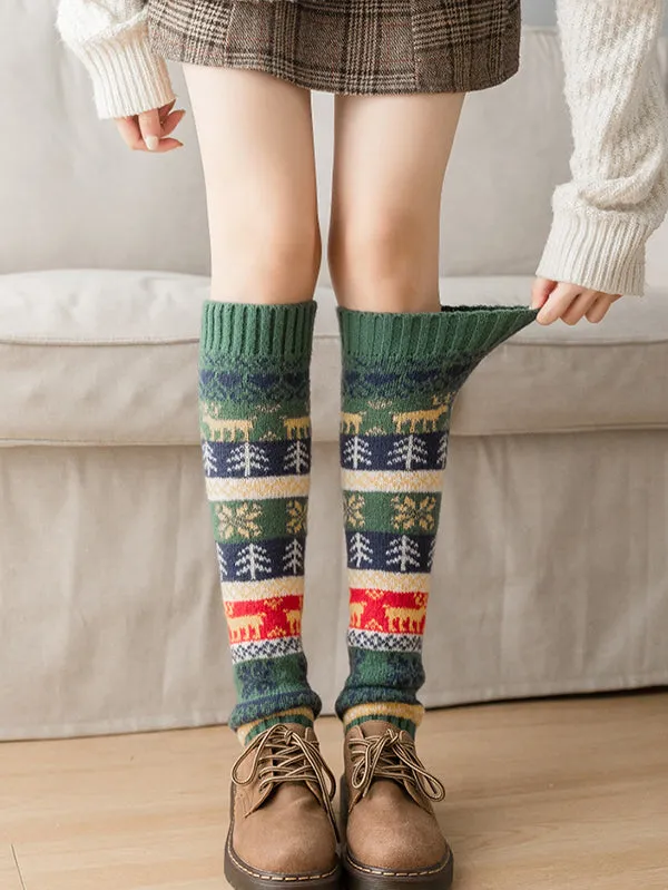 Knitting Keep Warm Printed Leg Warmers Accessories