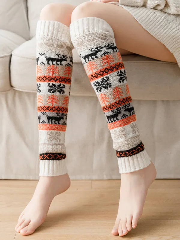 Knitting Keep Warm Printed Leg Warmers Accessories