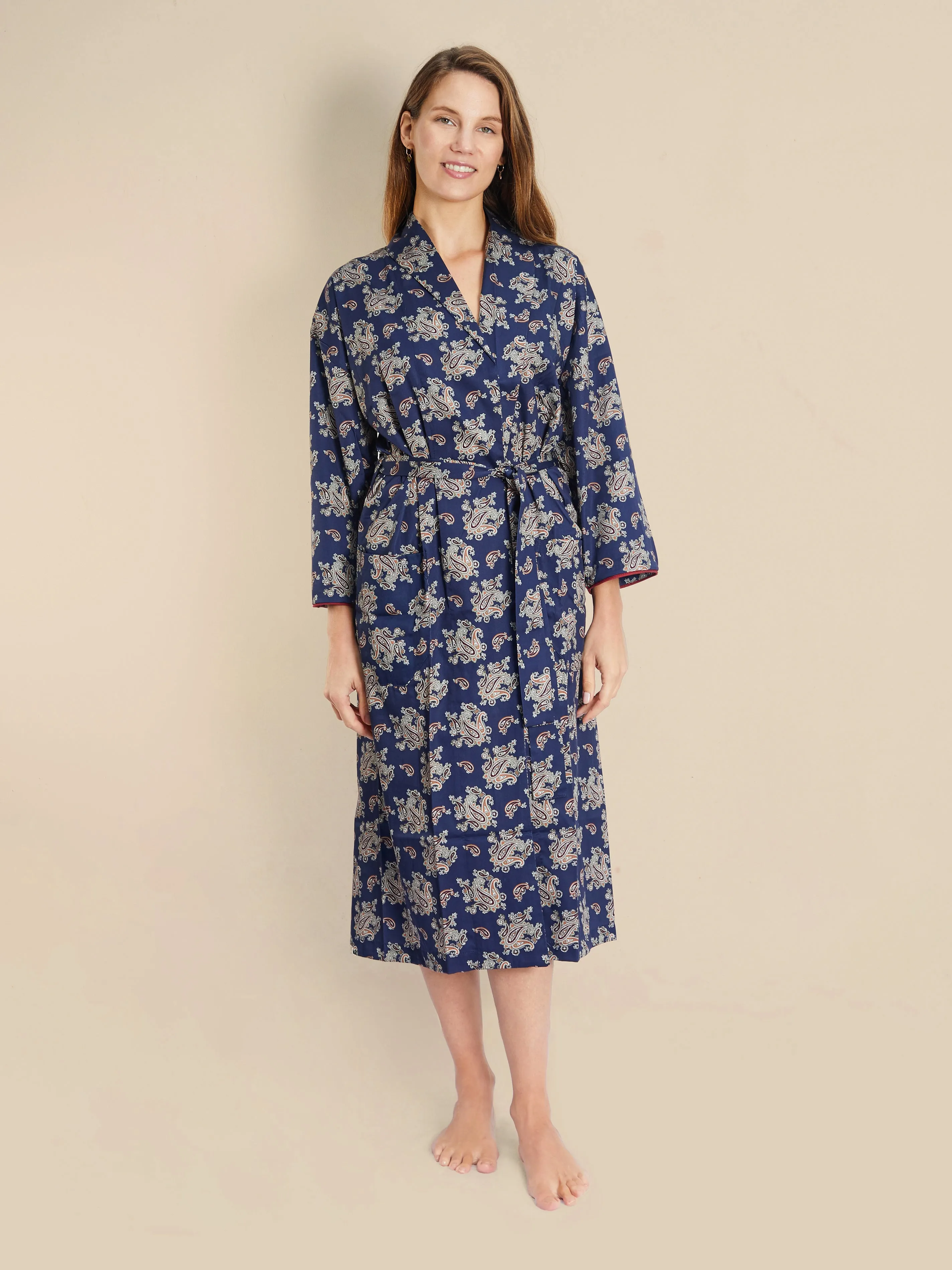 Lightweight Bathrobe - Gatsby Paisley Blue