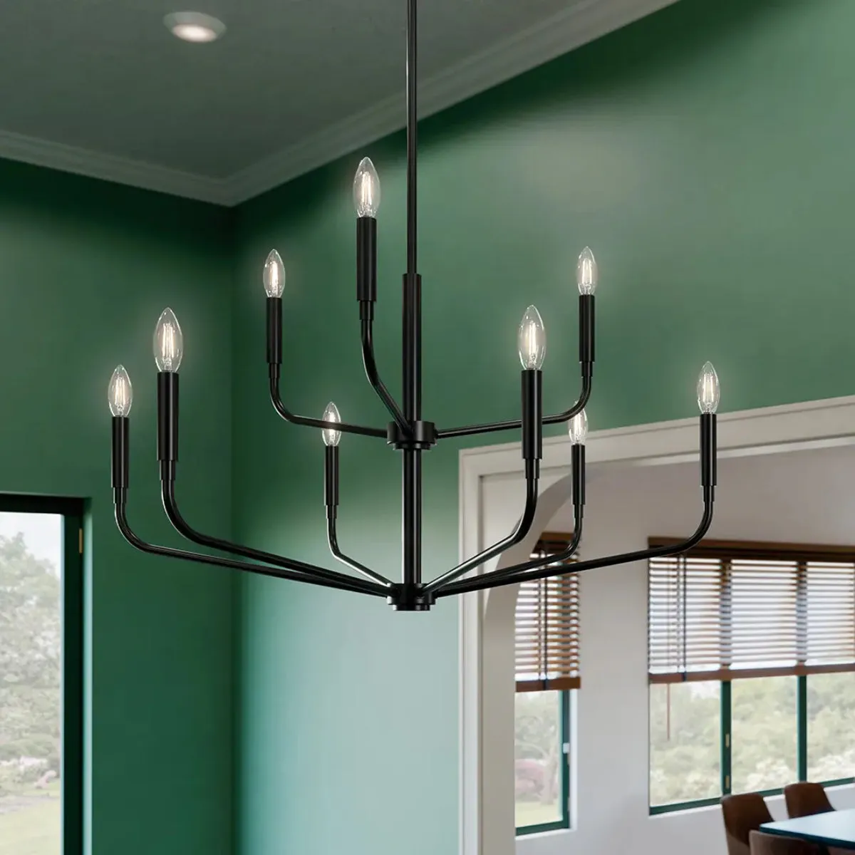 Madden 32" 9-Light Chandelier, Black Finish