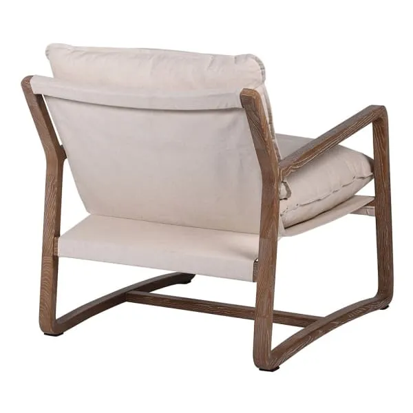 Mid-Century Cream Linen Armchair