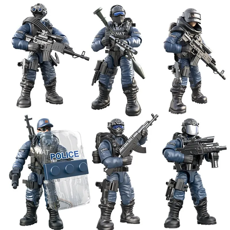 Military Special Force Soldiers Modern Action Figures with Weapon Equipment Army WW2 MOC Building Blocks Toys for Children Boys