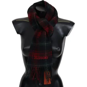 Missoni Elegant Check Wool Scarf with Logo Embroidery