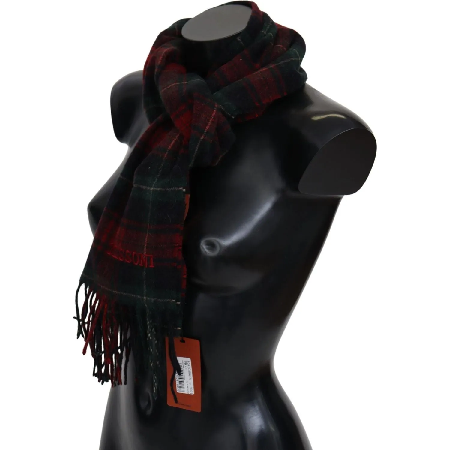 Missoni Elegant Check Wool Scarf with Logo Embroidery