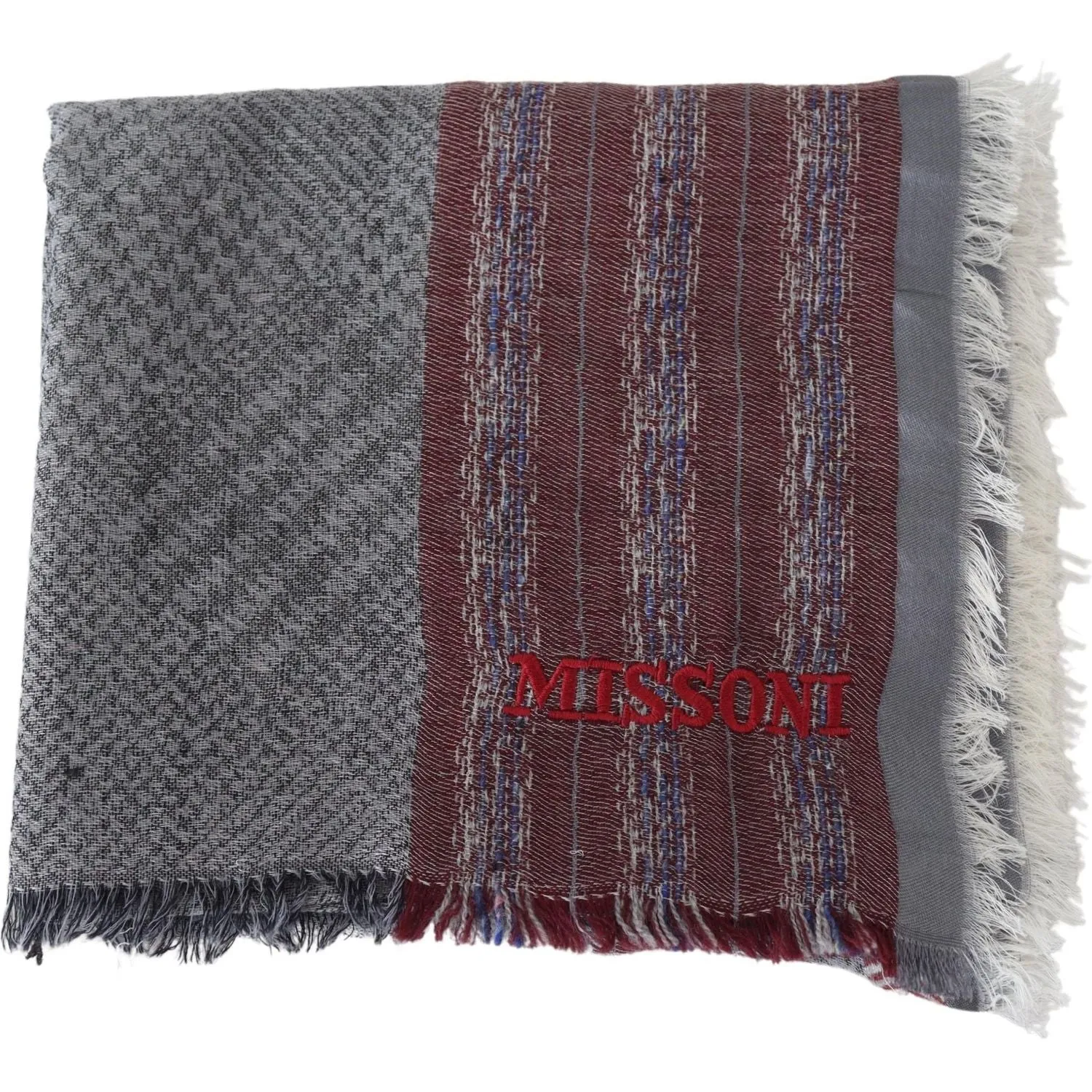 Missoni Elegant Wool Striped Logo Scarf