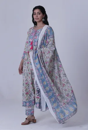 Multicolor Motif Cotton Dupatta