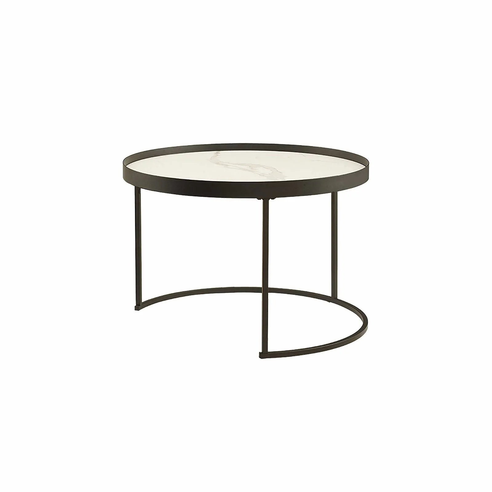 Nested Coffee Table White and Black Sintered Stone with Carbon Steel Metal Frame by Criterion