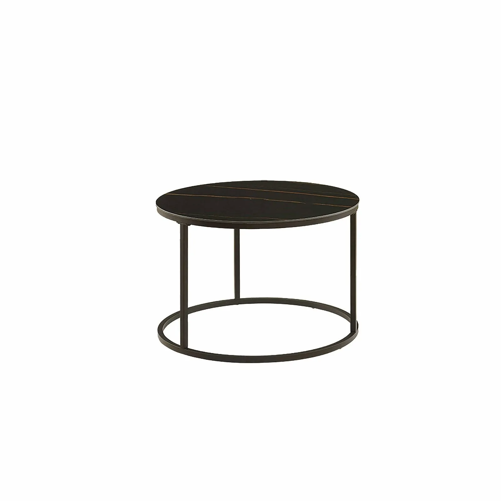 Nested Coffee Table White and Black Sintered Stone with Carbon Steel Metal Frame by Criterion