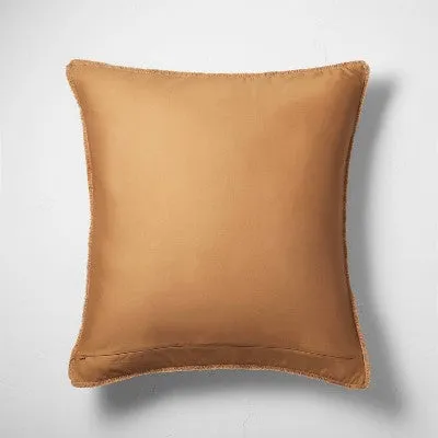 New - Euro Textured Chambray Cotton Pillow Sham Warm Brown - Casaluna