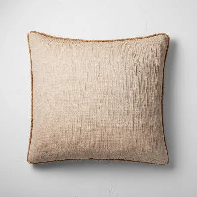 New - Euro Textured Chambray Cotton Pillow Sham Warm Brown - Casaluna