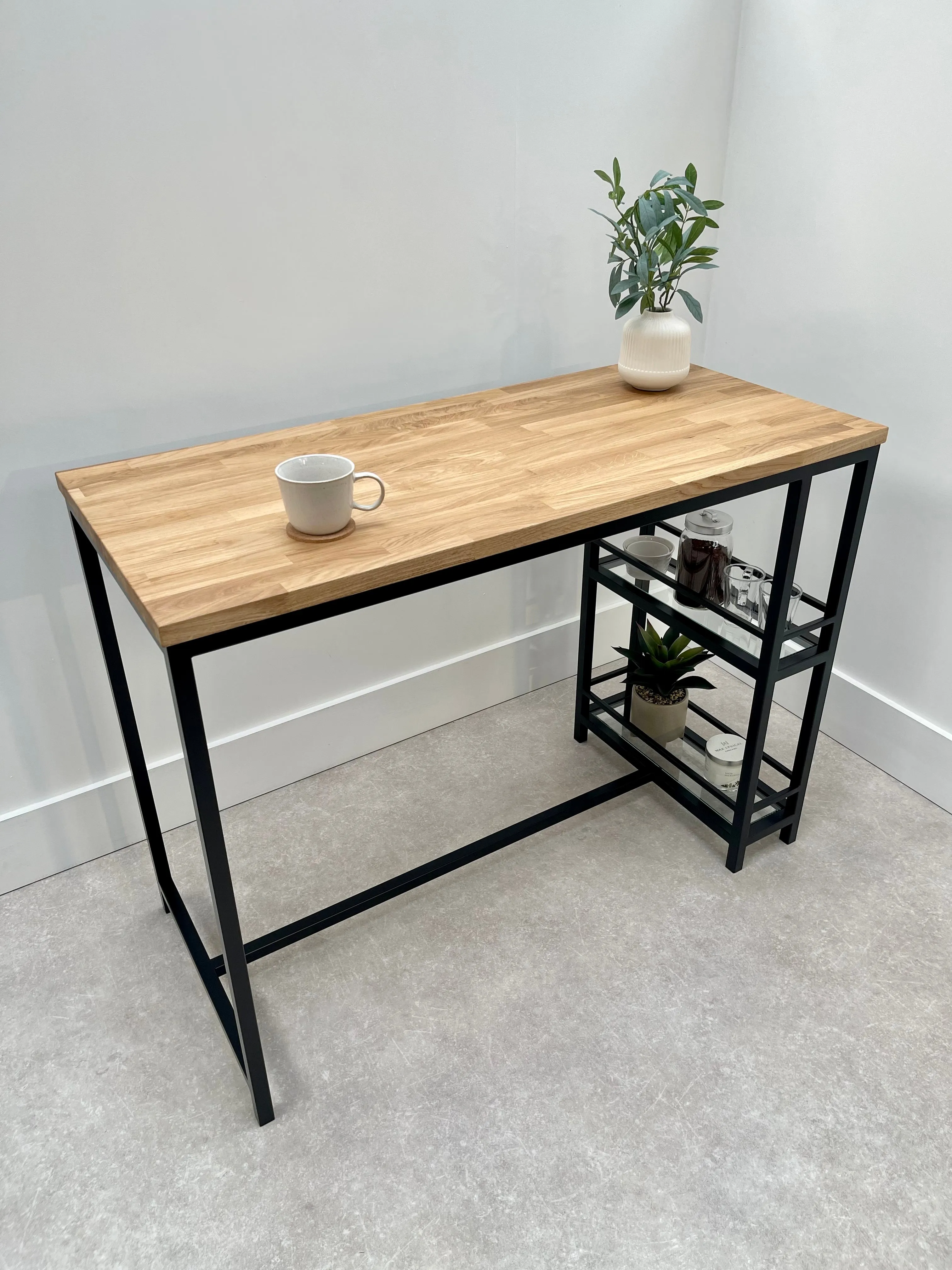 Oak Metal Breakfast Bar Table