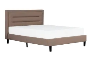 Olivia Upholstered Beige Platform Bed - Available in 2 Sizes