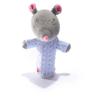 Organic Cotton Hand Puppet - Mouse in Cable Sweater