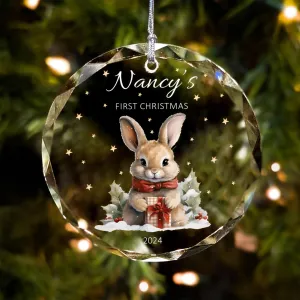 Personalized Baby's First Christmas Glass Ornament, Personalized Woodland Creatures GX02-24