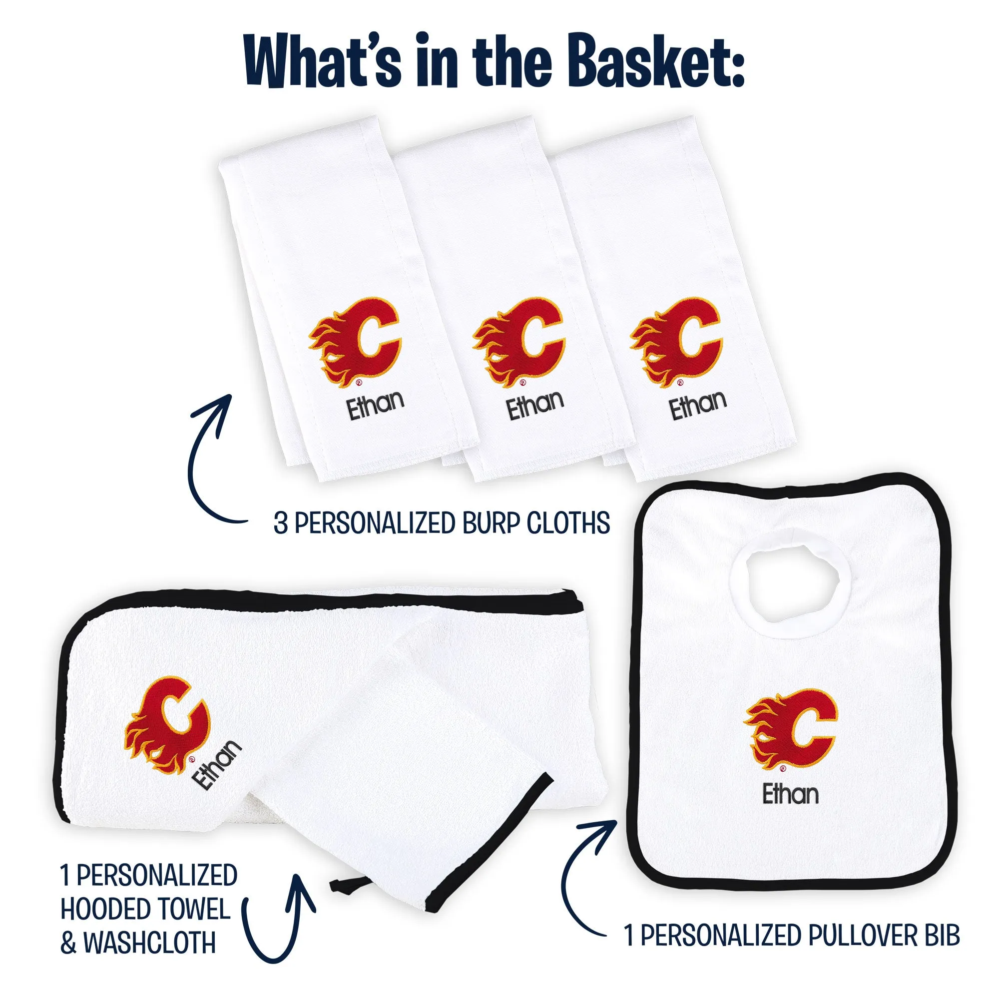 Personalized Calgary Flames Medium Basket - 6 Items