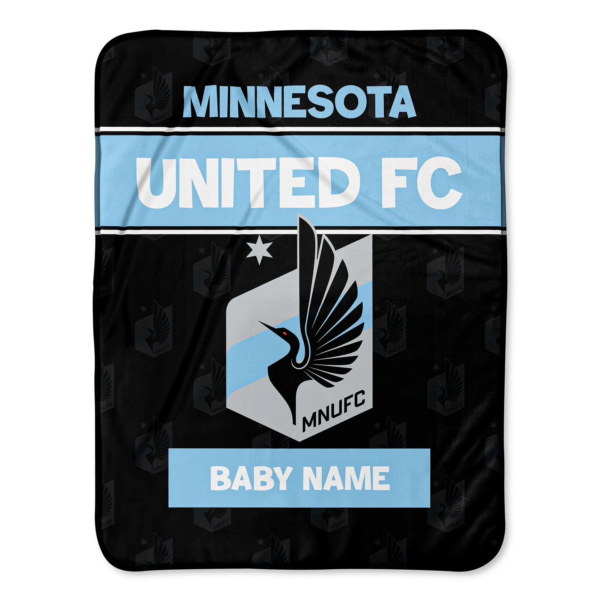 Personalized Minnesota United FC Emblem Baby Pixel Fleece Blanket