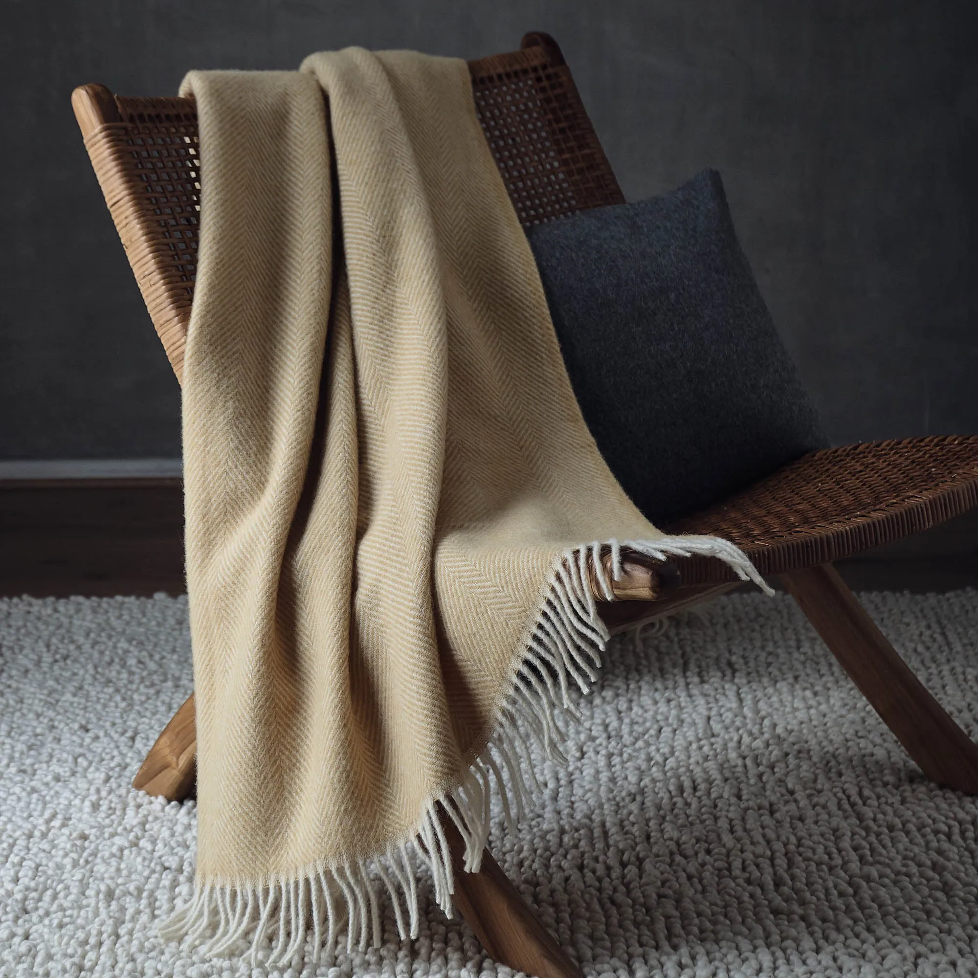 Salantai Wool Blanket [Mustard/Cream]