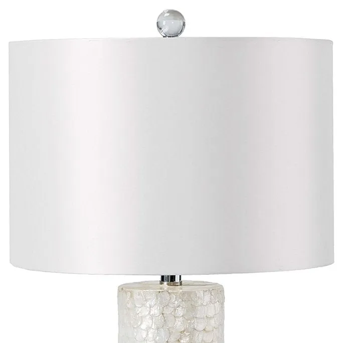 Tall Column Lamp with Scalloped Capiz Shell Design