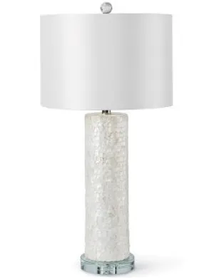 Tall Column Lamp with Scalloped Capiz Shell Design