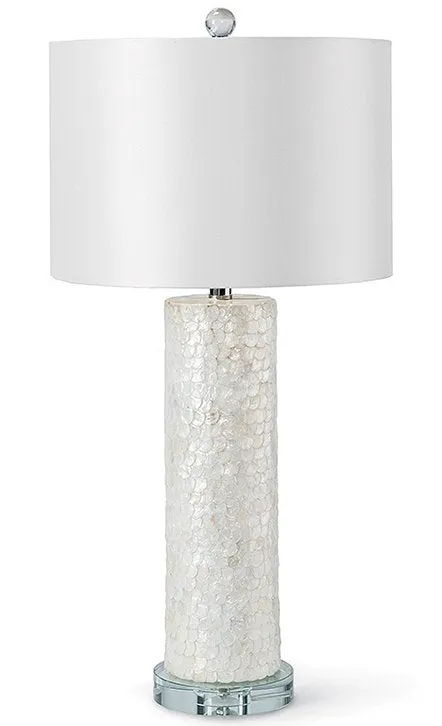 Tall Column Lamp with Scalloped Capiz Shell Design