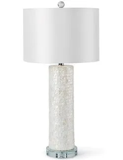 Tall Column Lamp with Scalloped Capiz Shell Design