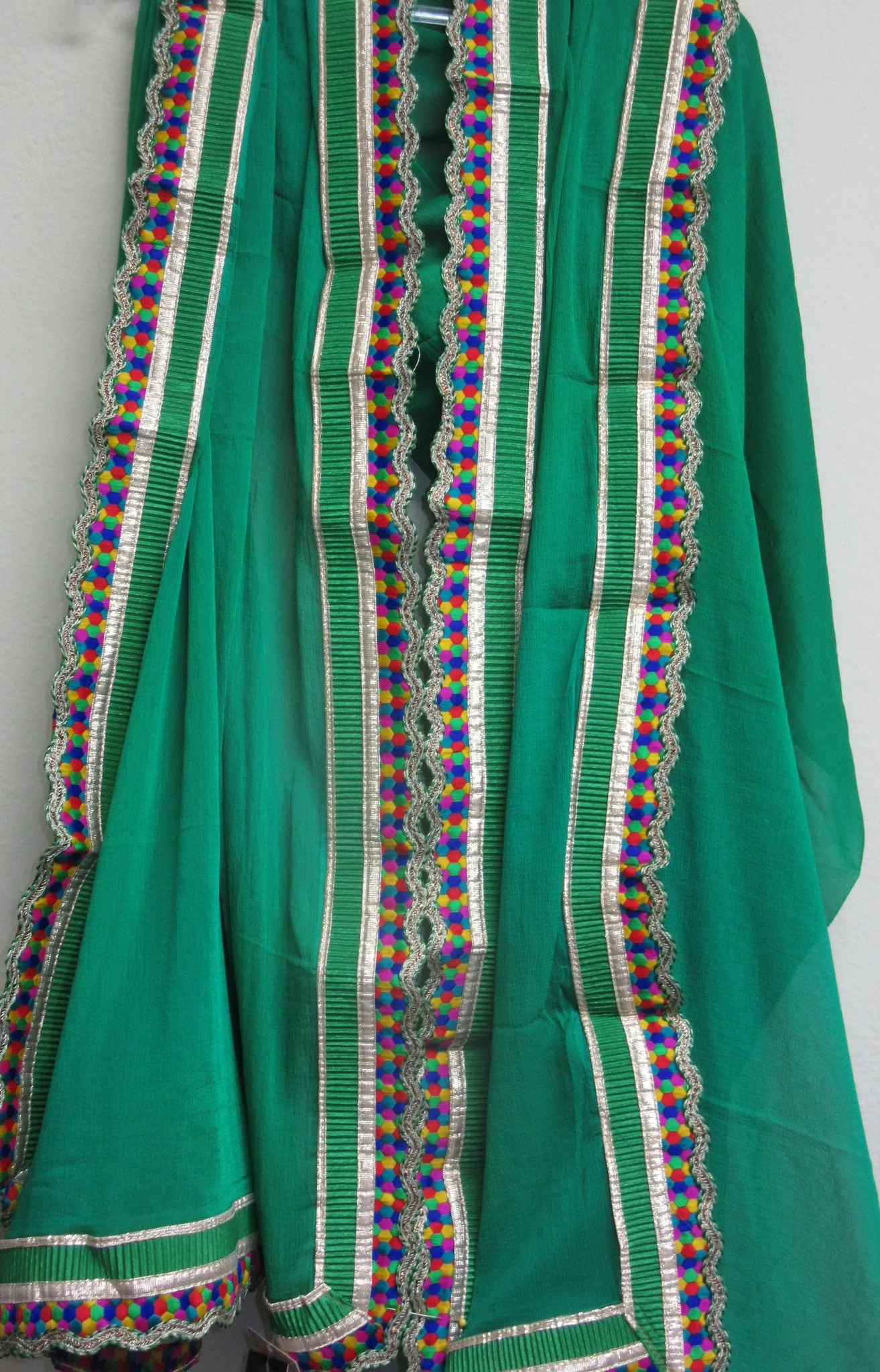 Scarf 7145 Georgette Solid Colors Multi Color Trim Indian Dupatta Chunni