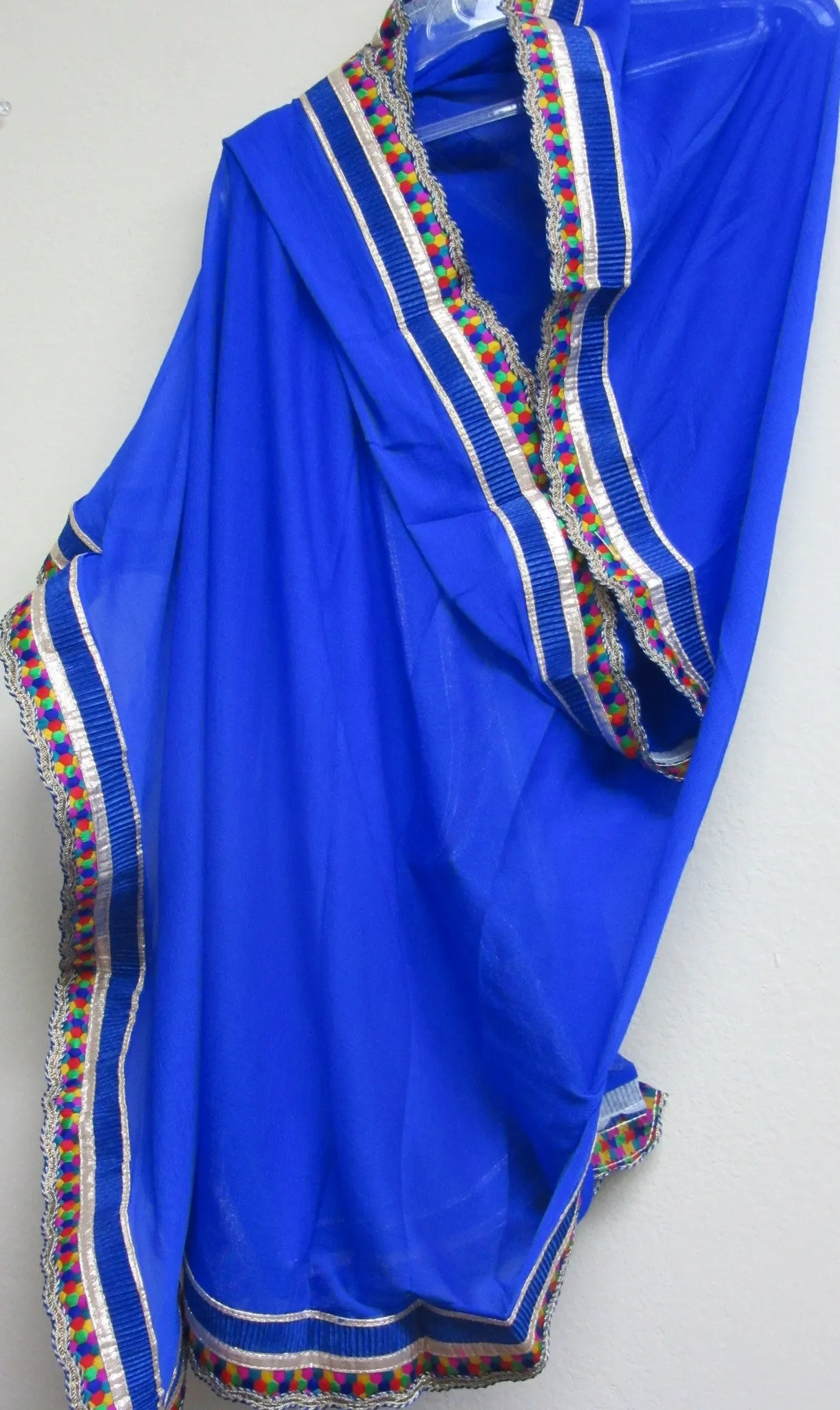 Scarf 7145 Georgette Solid Colors Multi Color Trim Indian Dupatta Chunni