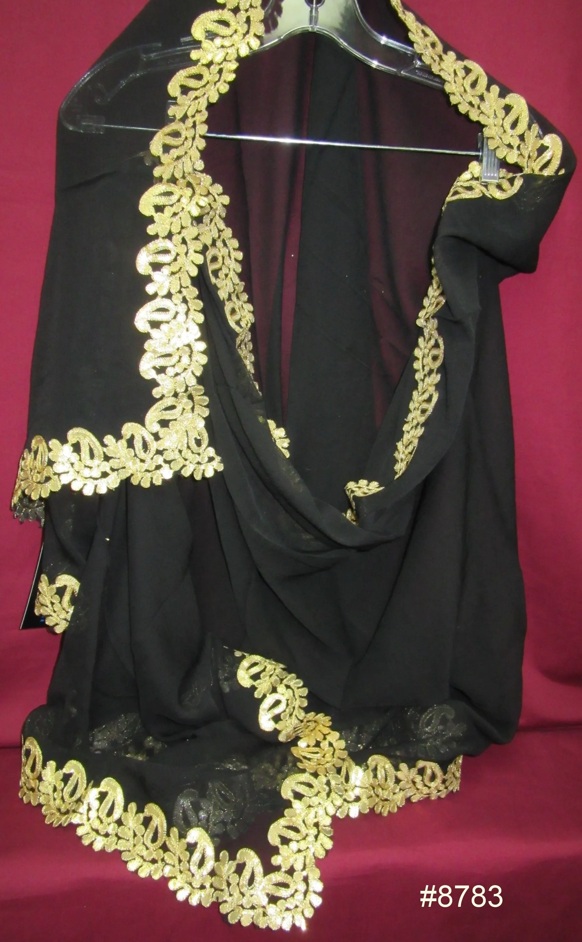 Scarf 8783 Georgette Solid Colors Golden Detail Border Dupatta Chunni Shawl