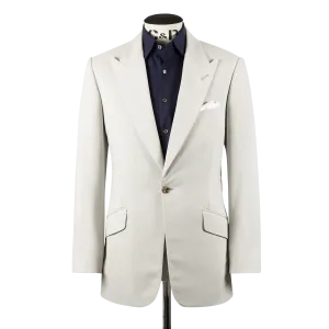 Single Breasted Peak Lapel Suit in Cream Tropical Wool